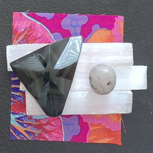 Clear Quartz, Tourmaline (Black), Obsidian (Black)